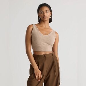 Quince Mongolian cashmere cropped tank oatmeal size XS